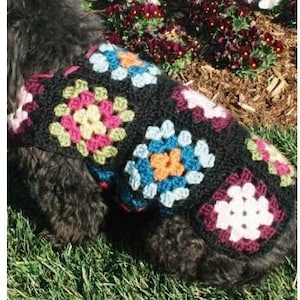 Vintage Crochet Dog Granny Square Coat