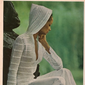 Vintage Crochet Beach Cover Up Hoodie Pattern Instant Download