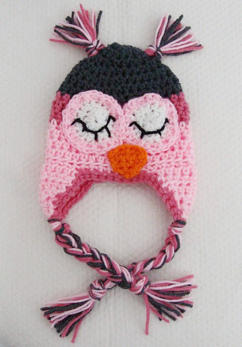 Crochet Owl Hat Pattern Newborn to 18 Months PDF image 3