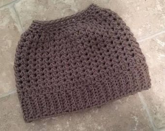 crochet messy bun pony tail hat beanie PDF PATTERN ONLY