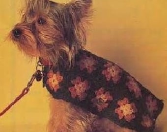 Vintage Pattern Granny Square Dog Coat