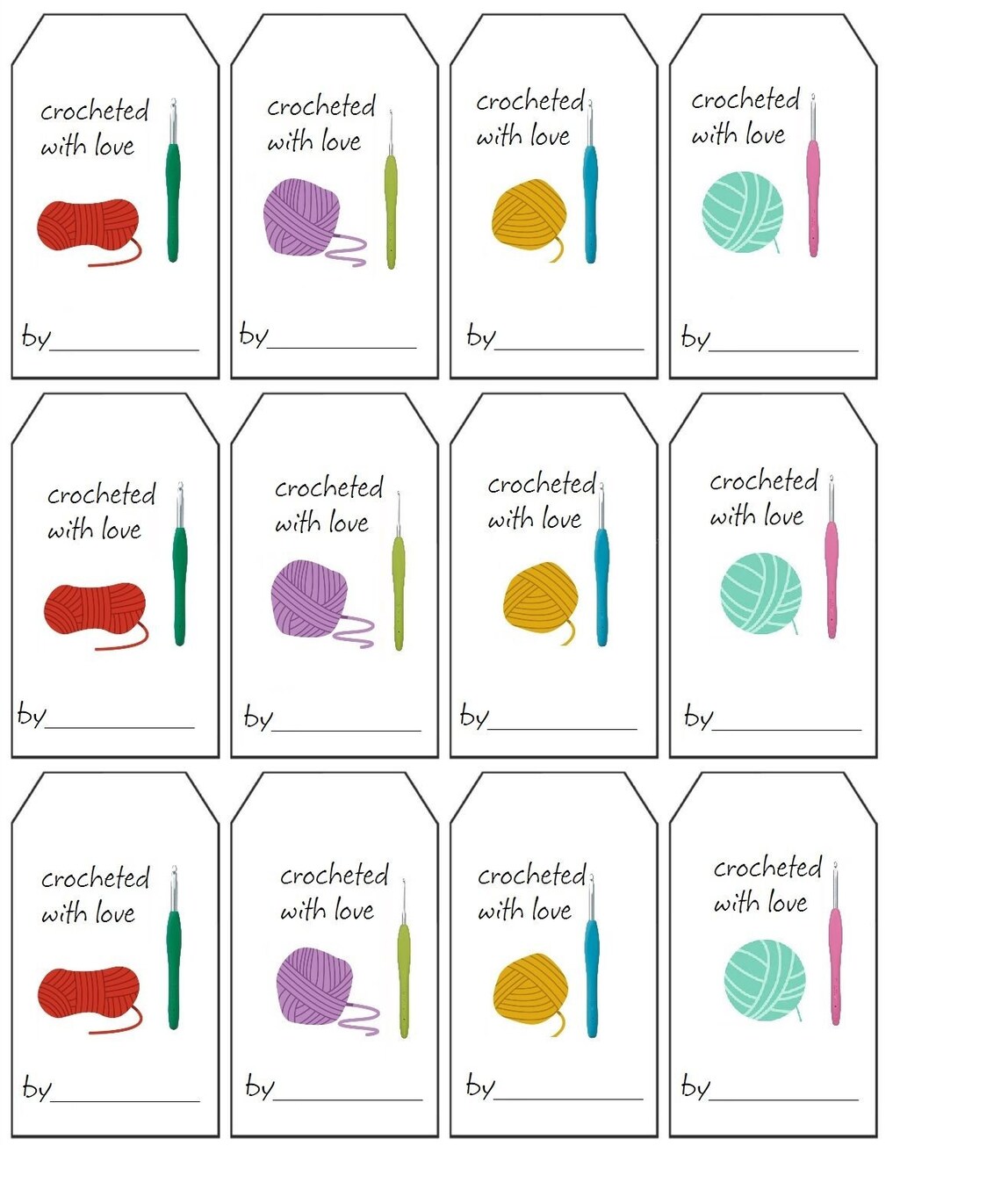 Crochet Gift Tags Labels PDF Crochet Gift Tags Printable - Etsy