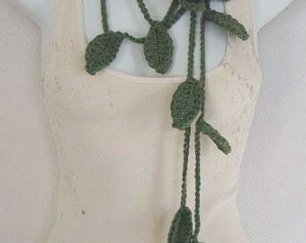 Crochet Leaf Lariat PDF Pattern includes Flower Pattern  Instant Download