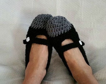 Crochet Mary Jane Slipper Womens PDF Pattern Only