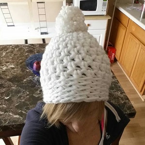 Crochet Chunky one Skein Hat with Pom Pattern Only image 1