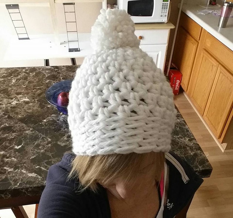 Crochet Chunky one Skein Hat with Pom Pattern Only image 1