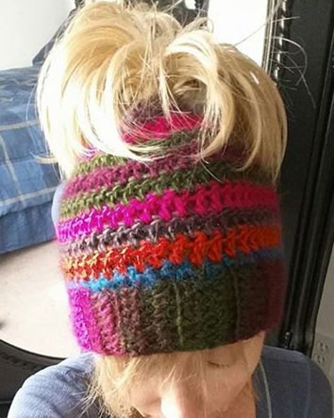 Crochet Messy Bun Pony Tail Hat Beanie PDF This is A PATTERN Only - Etsy