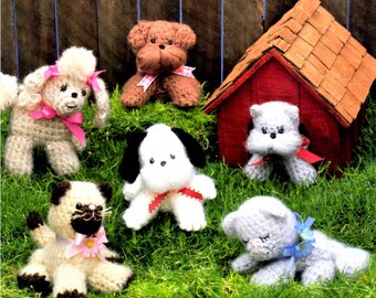 Vintage Crochet Pattern Crochet Kittens and Puppies