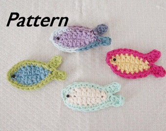 Crochet Fish Applique Pattern  Instant Download