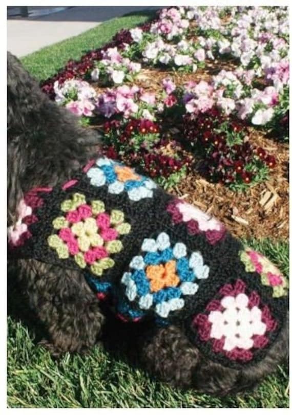 Vintage Crochet Dog Granny Square Coat Etsy
