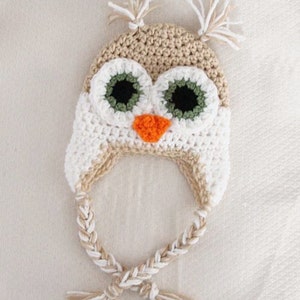 Crochet Owl Hat Pattern Newborn to 18 Months PDF image 1