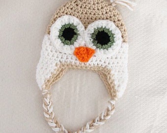 Crochet Owl Hat Pattern Newborn to 18 Months PDF