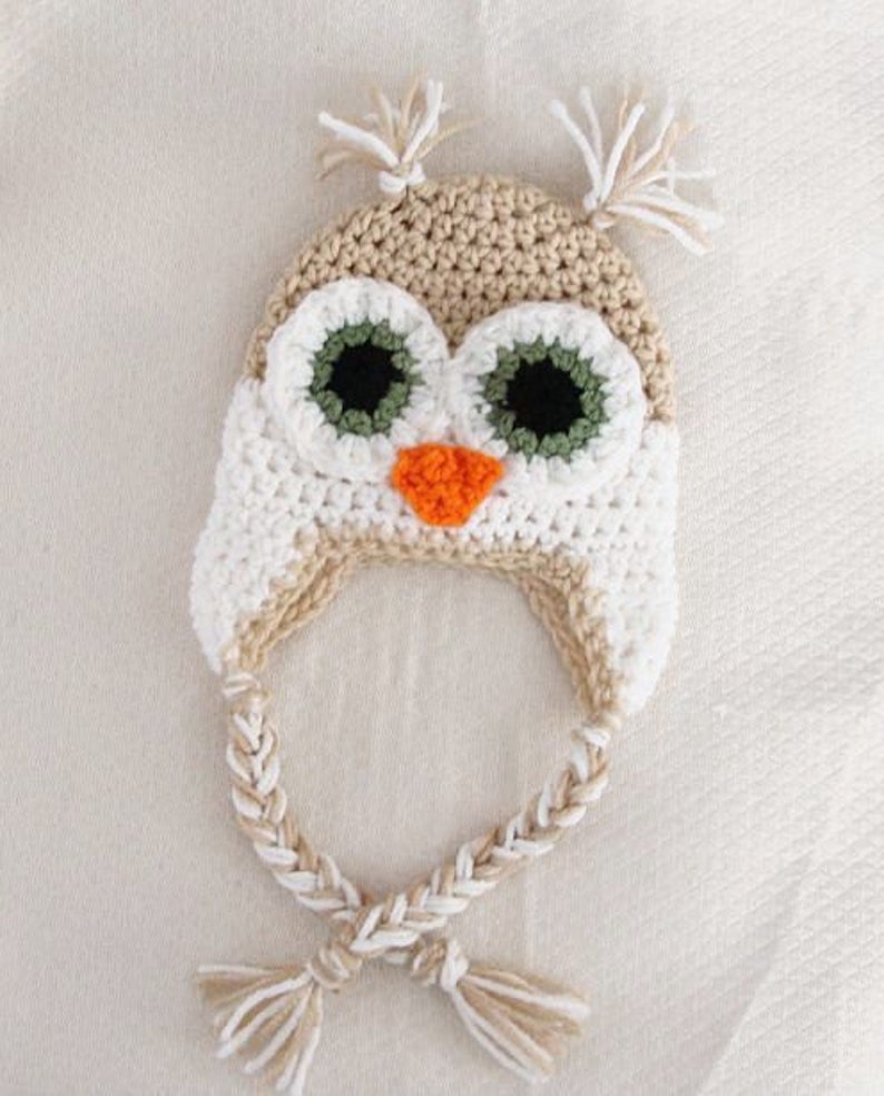 Crochet Owl Hat Pattern Newborn to 18 Months PDF image 1