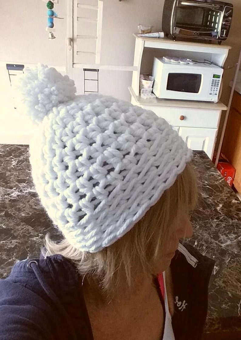 Crochet Chunky one Skein Hat with Pom Pattern Only image 2