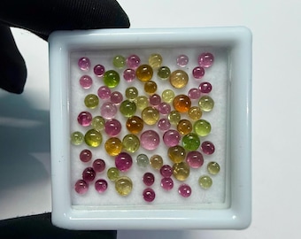 100 ronde cabochons met meerdere toermalijnen, natuurlijke losse edelstenen (2 mm-4 mm)