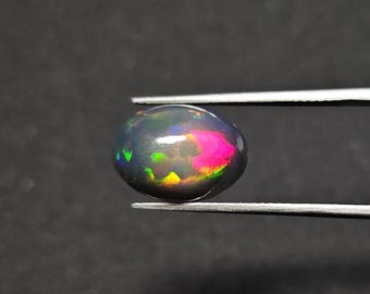 3.05 Carat Black Ethiopian Opal Oval Cabochon Loose Gemstone 13X9.5MM