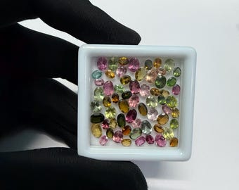 Multi Tourmaline Faceted Oval Gemstones, 2MM-4MM Loose Cut Stones