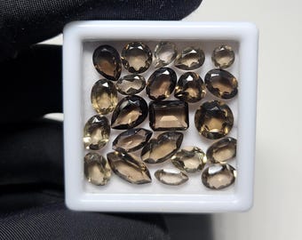 500 Carat Natural Smoky Quartz Faceted Gemstone Mix (4-11MM) for Jewelry Making
