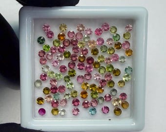 Multi Tourmaline Gemstone, Faceted Round Cut (2.5MM)