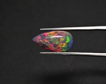 2.50 Carat Black Ethiopian Opal Pear Cabochon 15X8MM