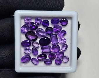 100 Piece Faceted Amethyst Gemstone Mix, Jewelry Making (3mm-12mm)