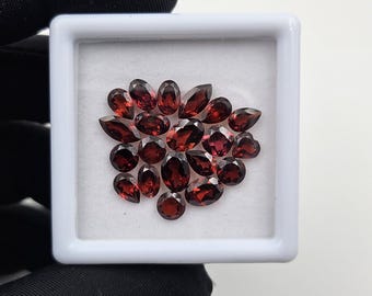 20 Pieces Box Of Natural Red Mozambique Garnet Faceted Loose Gemstone Mix Shape and Size(3mm-7mm)
