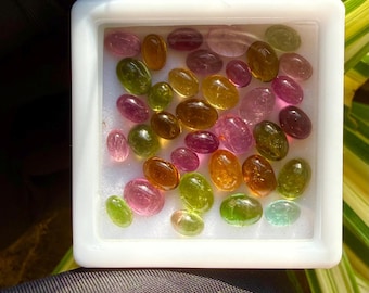 Oval Tourmaline Cabochons (3-8MM) - Multi Color Loose Gemstones