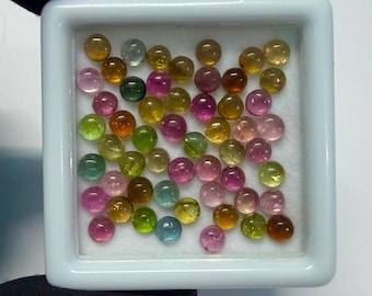 4mm Multi-Color Tourmaline Round Cabochon - Calibrated Gemstone