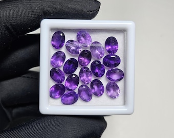 Natural Amethyst Faceted Oval Gemstone 6X8MM