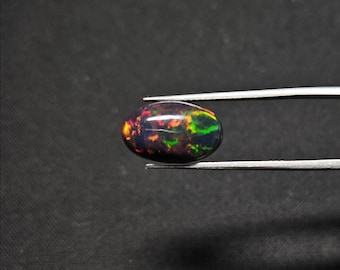 2.50 Carat Black Ethiopian Opal Oval Cabochon Gemstone 14.5X9MM