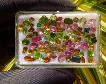 100 Piece Multi Tourmaline Gemstone Mix, Faceted Loose Cut Stones (2mm-5mm)