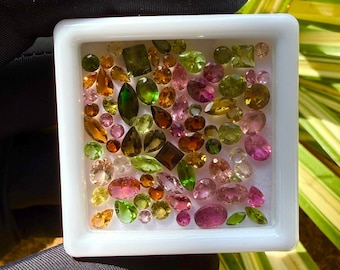 50 Faceted Tourmaline Gemstones, Multi-Color Mix, 2MM-5MM Loose Stones