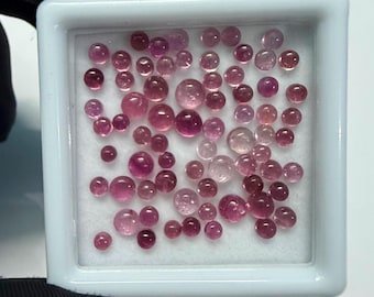 Pink Tourmaline Round Cabochons 2-4MM, Loose Gemstones (100 Pieces)