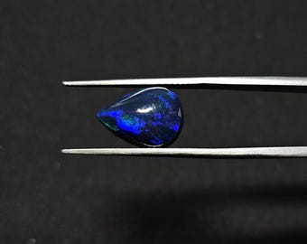 3 Carat Black Ethiopian Opal Pear Cabochon Loose Gemstone 13X9.5MM