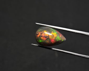 2.65 Carat Black Ethiopian Opal Pear Cabochon 14X9MM