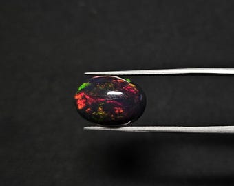 3.60 Carat Black Ethiopian Opal Oval Cabochon 14.5x10.5mm, Smoked Opal