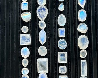 Rainbow Moonstone Faceted Loose Stone Mix Shape and Size Blue Flash Moonstone