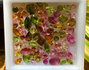 100 Pieces Tourmaline Faceted Gemstone Mix Shape And Size Tourmaline Cut Stone 2MM-5MM Natural Multi Color Tourmaline Loose Stone