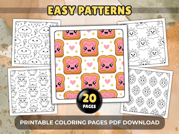 Bold and Easy Patterns Coloring Pages: Cute and Simple Printable Designs, Relaxing and Fun Coloring Sheets for Stress Relief (PDF Download)