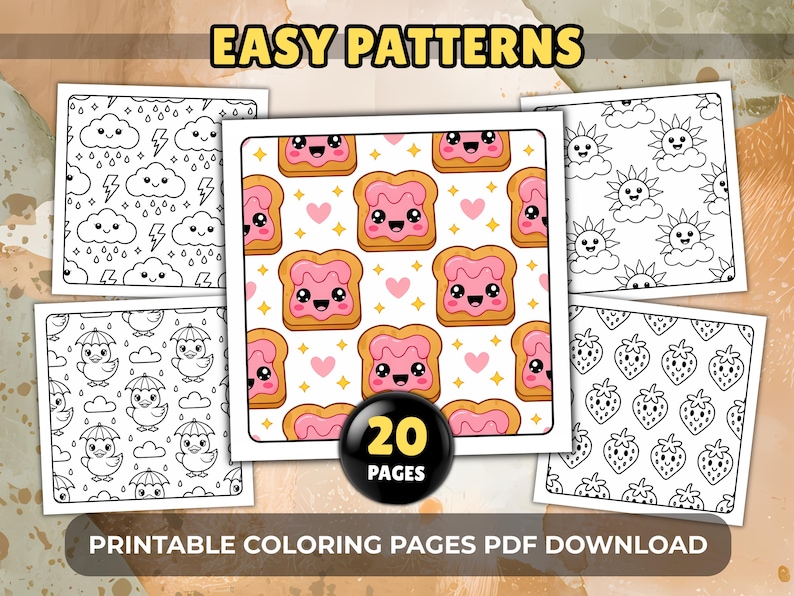 Bold and Easy Patterns Coloring Pages: Cute and Simple Printable Designs, Relaxing and Fun Coloring Sheets for Stress Relief (PDF Download) image 1