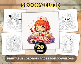 Pagine da colorare di Halloween con personaggi spaventosi e carini: 20 personaggi kawaii per bambini e adulti (download PDF)