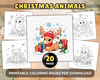Coloriages d'animaux de Noël : 20 feuilles d'activités : bestioles hivernales des Fêtes (téléchargement PDF)