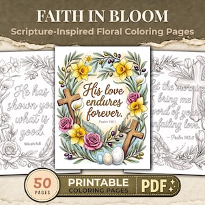 Páginas para colorir com versículos bíblicos para adultos – 50 páginas com versículos bíblicos cristãos em tons de cinza para imprimir em PDF