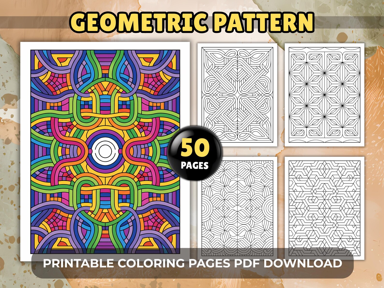 Geometric Pattern Coloring Pages – 50 Abstract Designs for Adults ...