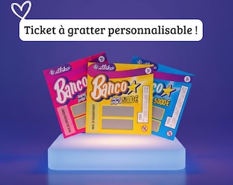 Scratch-off ticket with personalized message, imitation Banco