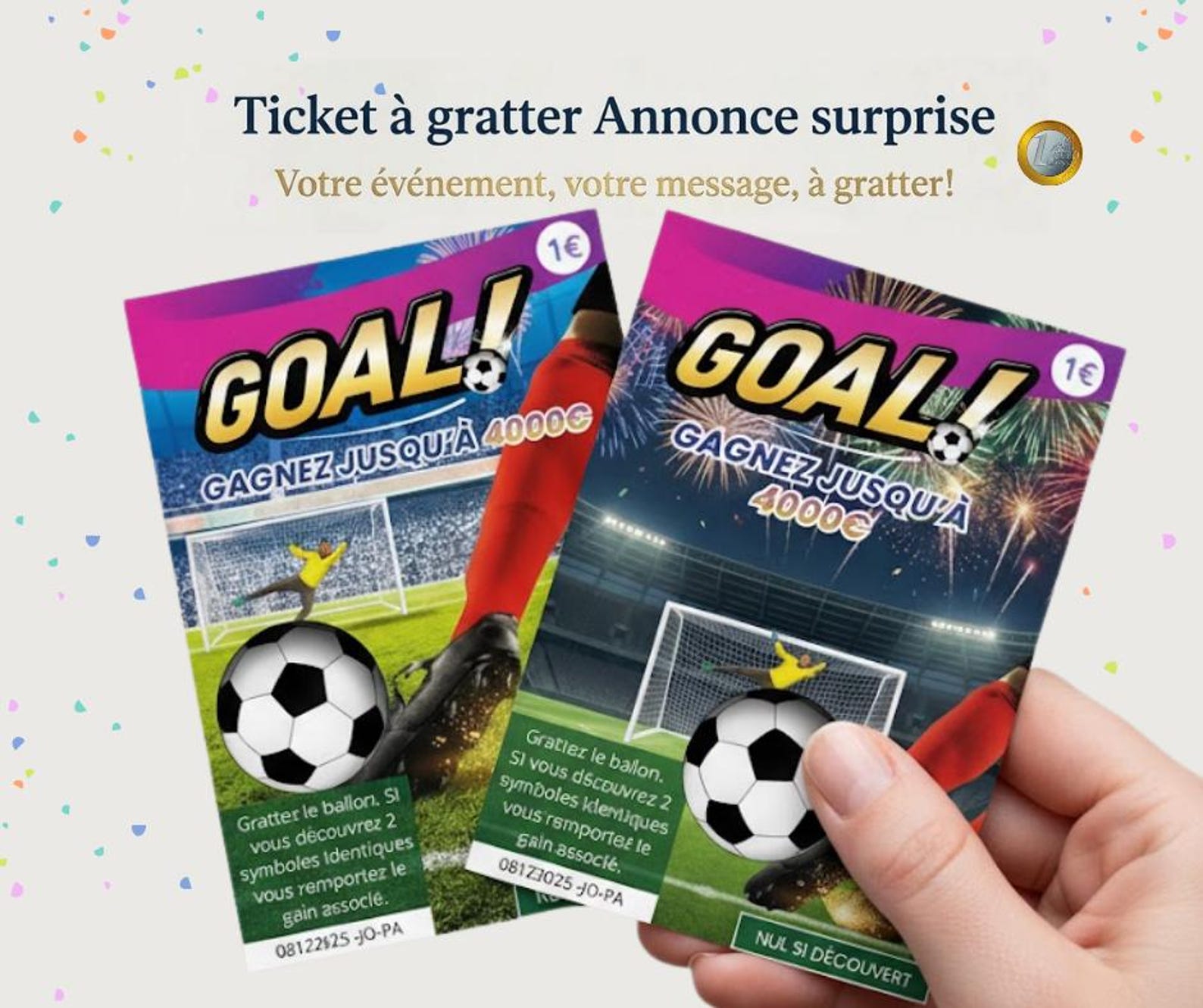 Ticket à gratter GOAL football annonce surprise