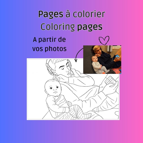 Pages de coloriage personnalisées, photo à colorier personnalisée **Page à colorier - téléchargement numérique **