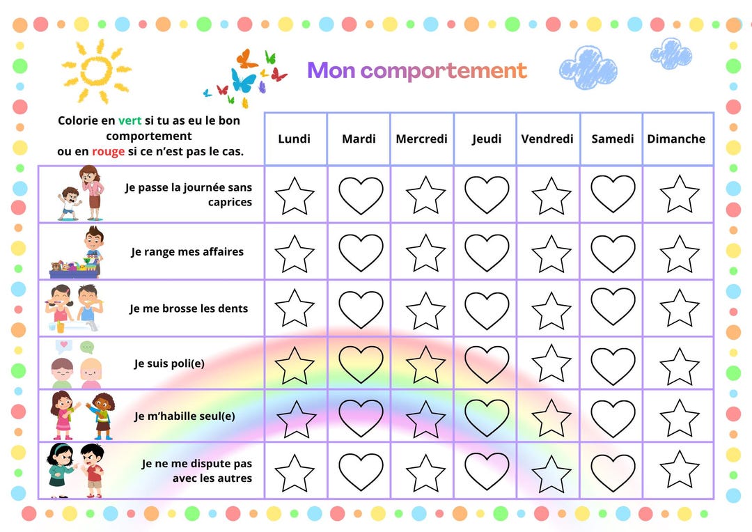 Tableau De Comportement Enfant - Etsy