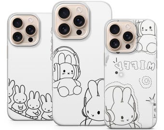 Miffy Phone Case Kawaii Bunny Aesthetic Cover for iPhone 17Pro, 16, 15, 14, 13, 12, Samsung S25, S24, S23, S22, A16, A26, A56, Pixel 10, 9