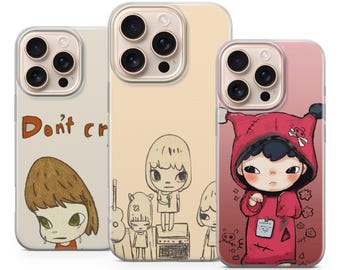 Yoshitomo Nara Art Phone Case, Boho Floral Collage